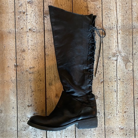 Sundance Lace Up Back Black Leather Tall Riding Boots Size 40 US 9.5 - Picture 5 of 9
